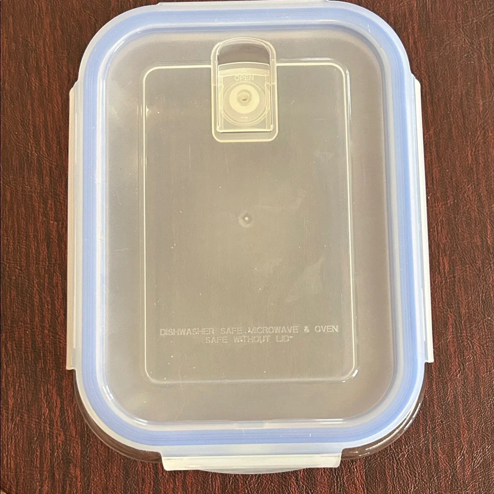 3 Clear Glass Food Storage Containers Plastic Tops; Microwave & Dishwasher Safe